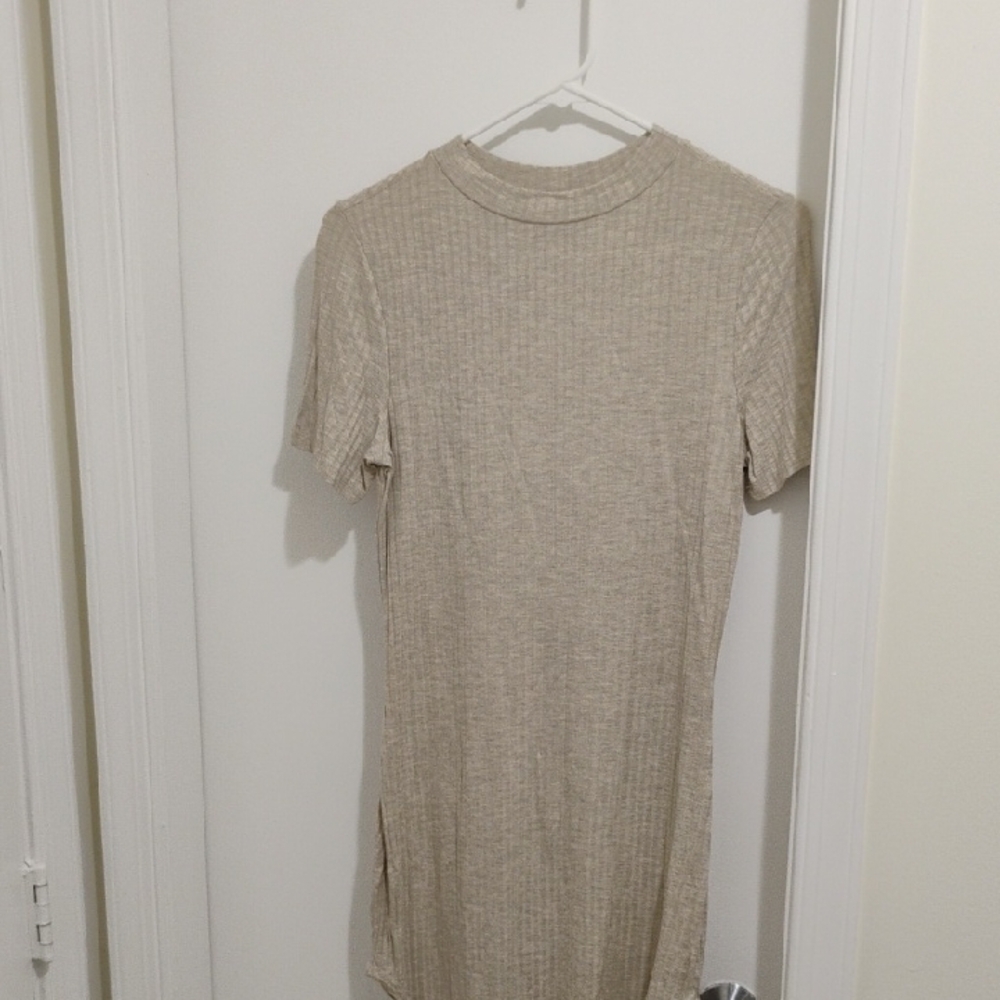 Iris Los Angeles Beige Ribbed Dress